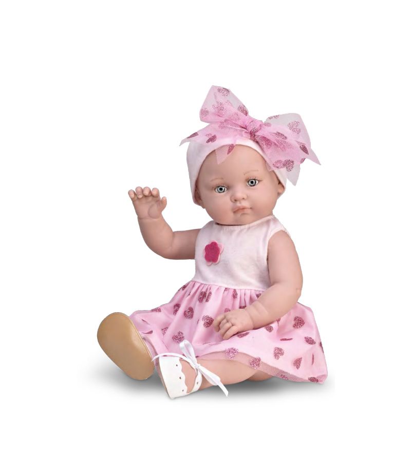 MAGIC BABY Κούκλα Alicia με Ροζ Φόρεμα με Καρδιές 47εκ. MB46606