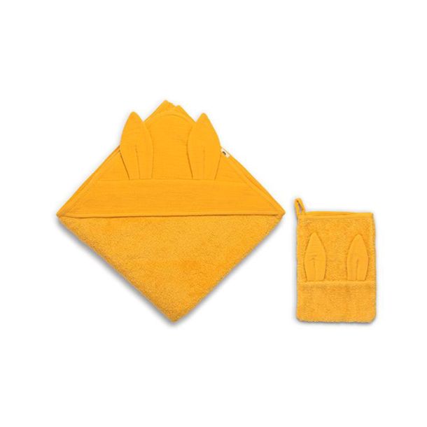 Μπουρνούζι - κάπα & γάντι μπάνιου FUNNA BABY Marigold Mustard 90x90 0237