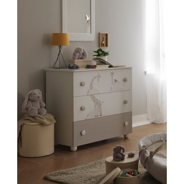 Συρταριέρα PALI Savana, χρώμα bianco/tortora