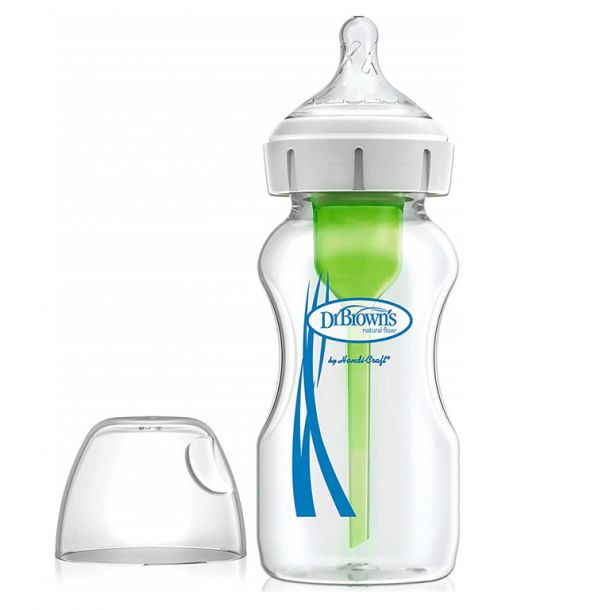 Μπιμπερό γυάλινο με φαρδύ λαιμό DR BROWN\'S Natural Flow Options 270ml WB91700