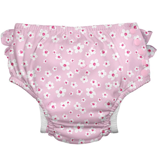 Μαγιό - πάνα GREEN SPROUTS Eco Snap Ruffled Swim Diaper Light Pink Small Blossoms GS-711158-2031