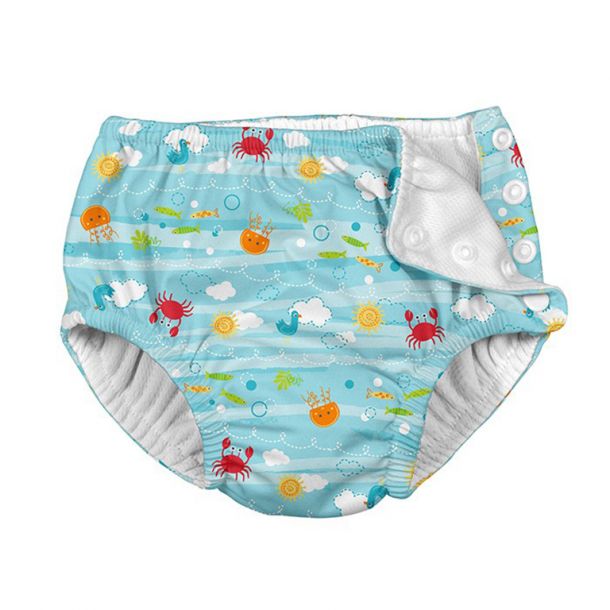 Μαγιό - πάνα I PLAY Snap Reusable Absorbent Swim Diaper Light Aqua Sea Friends IP-10097-4AGO
