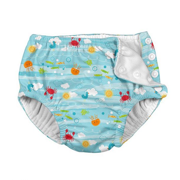 Μαγιό - πάνα I PLAY Snap Reusable Absorbent Swim Diaper Light Aqua Sea Friends IP-10097-4AGO