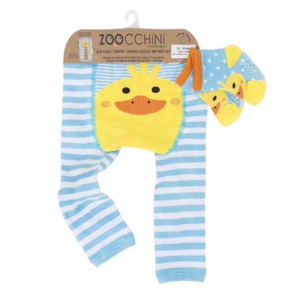 ZOOCCHINI Grip+Easy Crawler Pants & Socks Set – Puddles the Duck