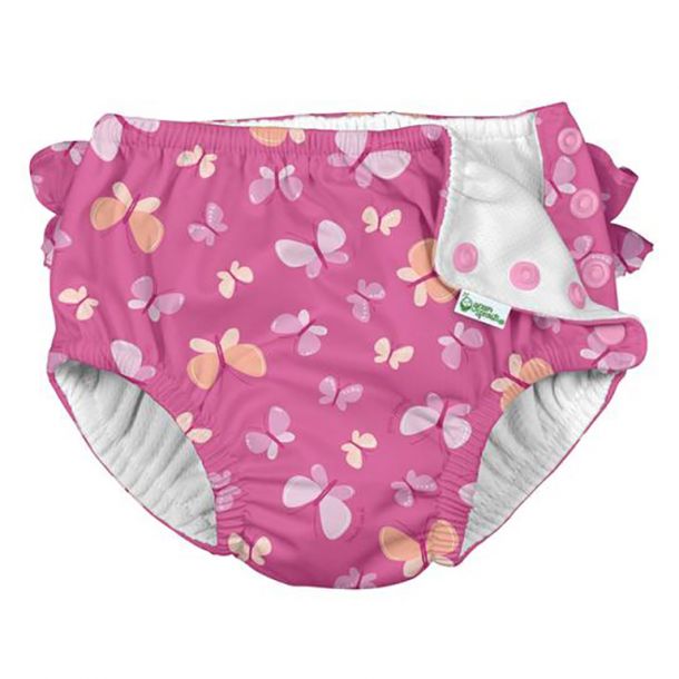 Μαγιό - πάνα I PLAY Ruffle Snap Reusable Swim Diaper Pink Butterflies IP-10096-6ACS