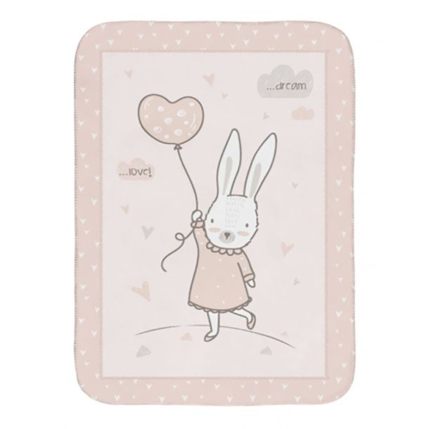 Luxury Κουβέρτα κούνιας Fleece KIKKABOO Rabbits in Love 110x140