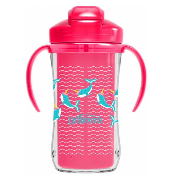 Κύπελλο θερμός με καλαμάκι 300ml DR BROWN\'S, χρώμα ροζ TC01201