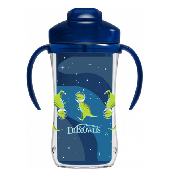 Κύπελλο θερμός με καλαμάκι 300ml DR BROWN\'S, χρώμα Μπλε TC01202