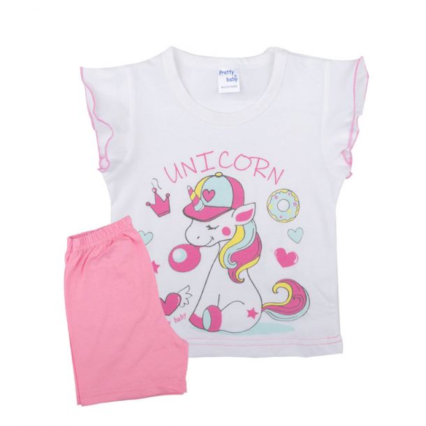 PRETTY BABY Πυτζάμα με τύπωμα κ ψιλή πλέξη υφάσματος little unicorn white 65515