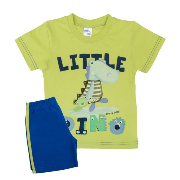 PRETTY BABY Πυτζάμα με τύπωμα κ ψιλή πλέξη υφάσματος dino lime 65368