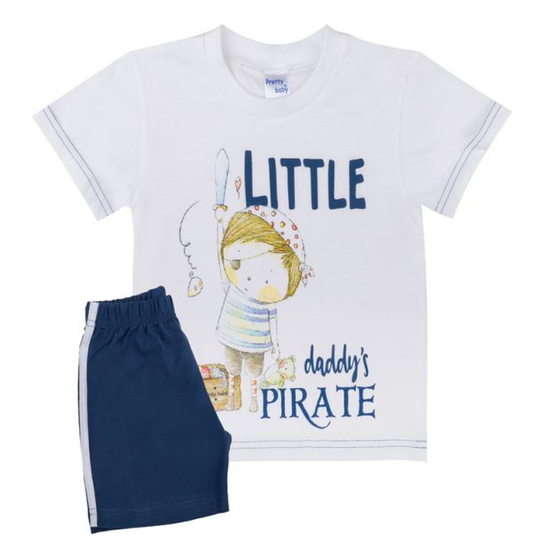 PRETTY BABY Πυτζάμα με τύπωμα κ ψιλή πλέξη υφάσματος pirate λευκό 65364
