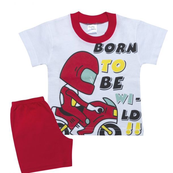 PRETTY BABY Πυτζάμα με τύπωμα κ ψιλή πλέξη υφάσματος born to be wild 65335
