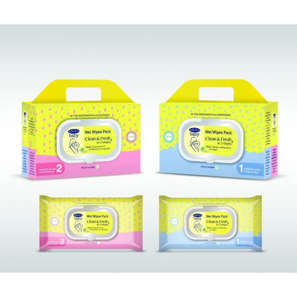 Sensitive Care Wet Wipes 60τμχ ADELCO BABY Pack Clean & Fresh In 2 steps 32-01-2908