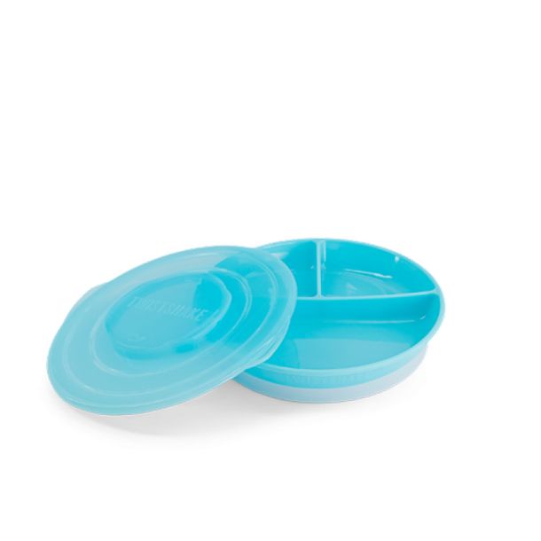 Πιάτο Φαγητού με χωρίσματα κ καπάκι κ αντιολισθητικό πάτο 6+ Μηνών TWISTSHAKE Pastel Blue 32-08-78170