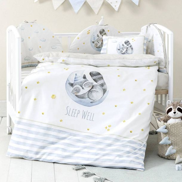 Κουβερλί κούνιας NIMA Sleepy Racoon 100x140 34831