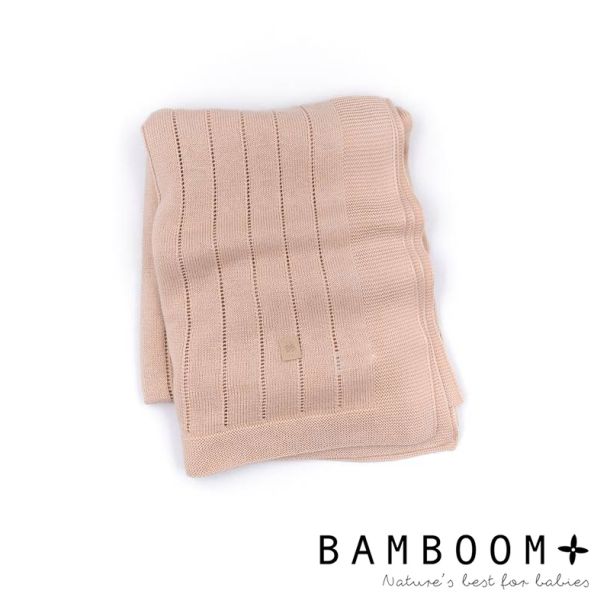 Κουβέρτα πλεκτή από μπαμπού & οργανικό βαμβάκι BAMBOOM 75x100cm Rosa