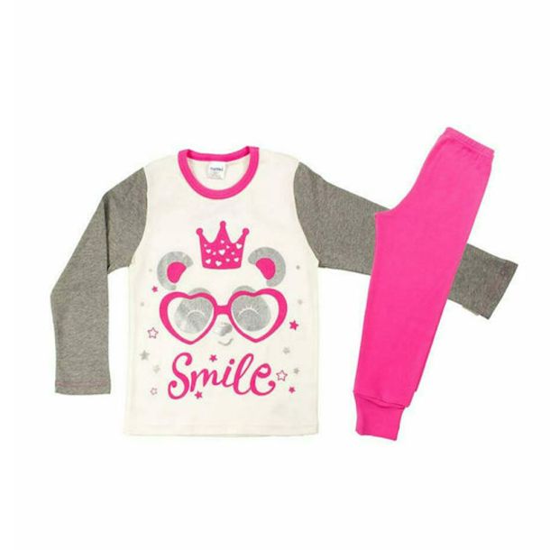 PRETTY BABY Πυτζάμα Smile 64942 βρεφική χειμερινή με τύπωμα, βαμβακερή 100%