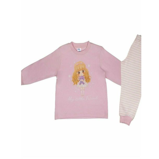 PRETTY BABY Πυτζάμα Little Friend 69165 βρεφική χειμερινή με τύπωμα, βαμβακερή 100%