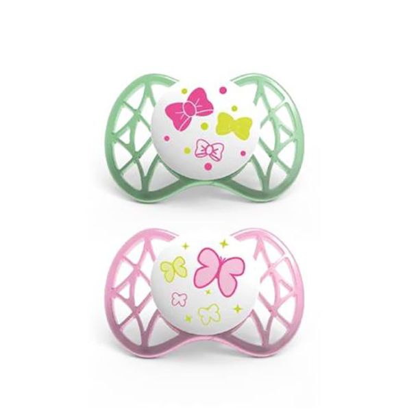 Ορθοδοντική Πιπίλα σιλικόνης 2τμχ με προστατευτικό κάλυμμα θηλής 0m+ NUVITA 7061 Air55 Pink-Green NU-ALPF0007