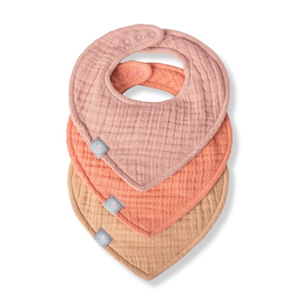 Σαλιάρα Μουσελίνα 3τμχ Αδιάβροχη FUNNA BABY Coral BIS-0102