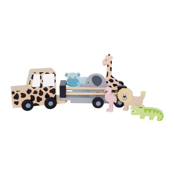 Jabadabado Ξύλινο φορτηγάκι με άγρια ζώα JB-W7171