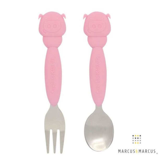 Σετ Παιδικό Κουτάλι & Πιρούνι Ανοξείδωτο MARCUS & MARCUS Pink 36μηνών+ MNMKD03PG