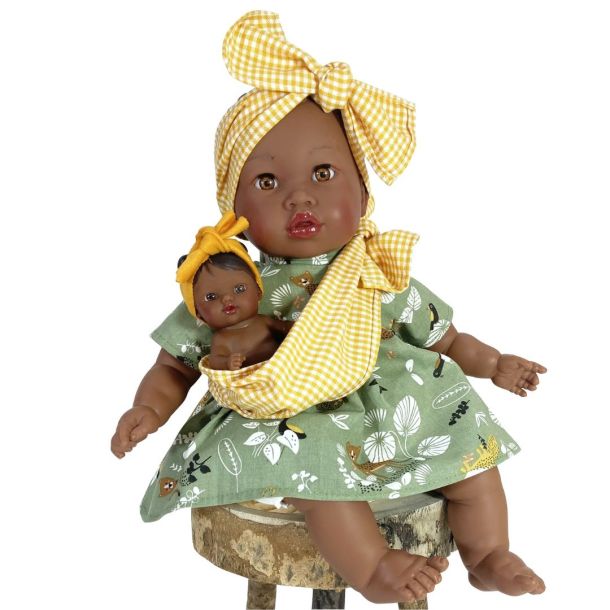 NINES D\'ONIL Alika με φορεματάκι και μωράκι σε μάρσιπο Κίτρινο 40εκ. NDO-1300