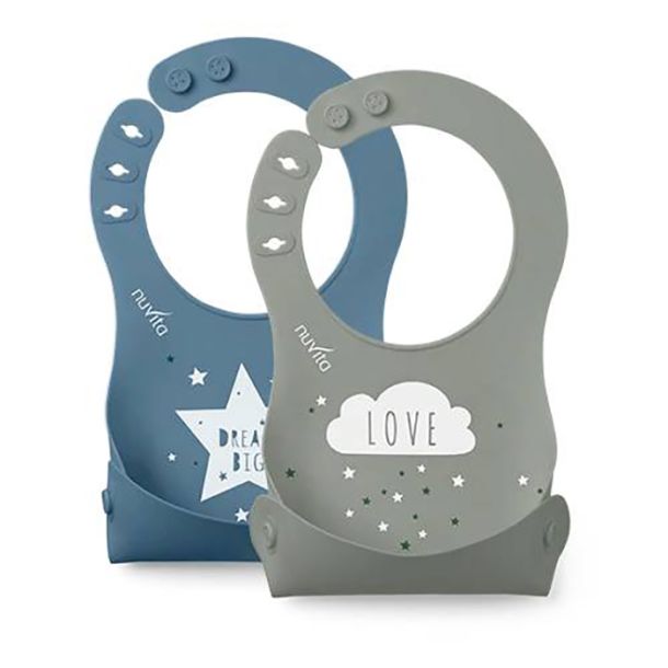 Σαλιάρες Σιλικόνης Roll Up σετ 2 τμχ NUVITA 4370 Blue-Green NU-PPPL0145