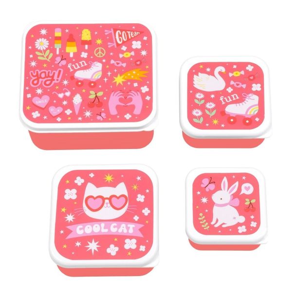 Σετ 4 δοχεία φαγητού Lunch & Snack Box Fun A LITTLE LOVELY COMPANY SBSEFU75
