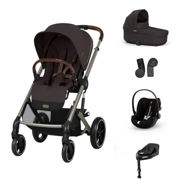 CYBEX Πολυκαρότσι 3in1 Balios S Lux 2025 Taupe Frame Chocolate Brown με κάθισμα Cloud G i-size Plus Moon Black με Βάση Isofix Base G