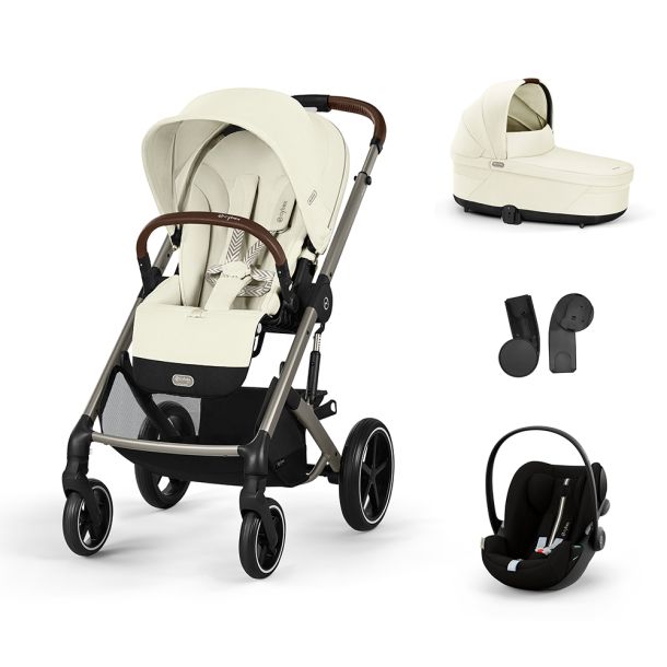 CYBEX Πολυκαρότσι 3in1 Balios S Lux 2024-2025 TPE Seashell Beige με κάθισμα Cloud G i-size Plus Moon Black