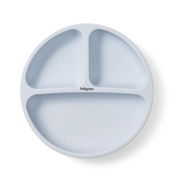Πιάτο σιλικόνης BABYONO με βεντούζες και χωρίσματα Μπλε BN1482/01