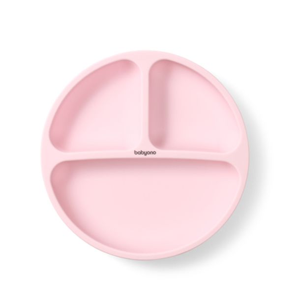 Πιάτο σιλικόνης BABYONO με βεντούζες και χωρίσματα Ροζ BN1482/02