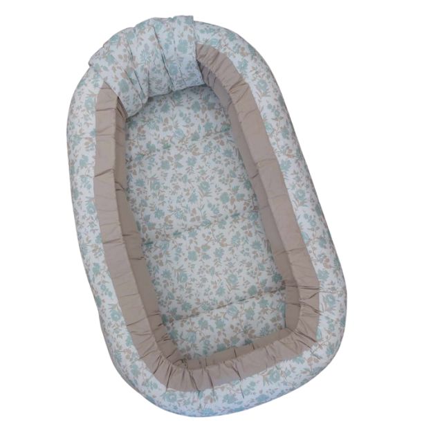 Βρεφική φωλιά 3in1 NATALINO BEBELINO Μέντα Ανθός με φερμουάρ 205