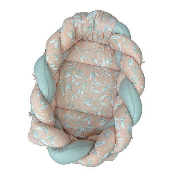 Βρεφική φωλιά αποσπώμενη με πλεξούδα NATALINO BEBELINO Σομόν φύλλα 209