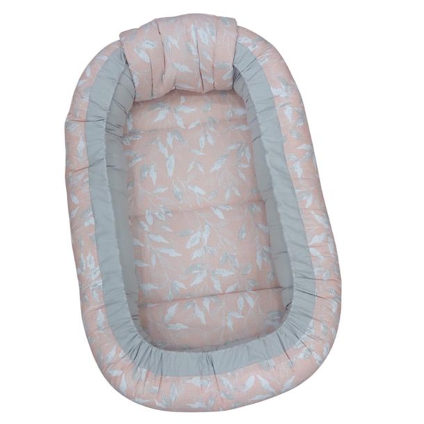 Βρεφική φωλιά 3in1 NATALINO BEBELINO Σομόν Φύλλα με φερμουάρ 209