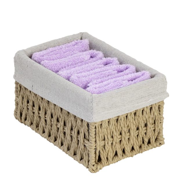 Καλαθάκι με σετ 5τμχ λαβέτες 25x25cm NIMA Bamboo Nest - Lilac 34644