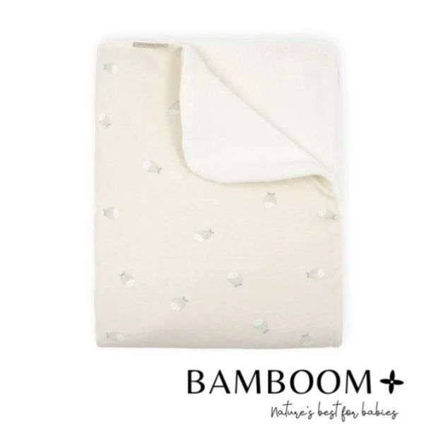 Κουβέρτα από μπαμπού και οργανικό βαμβάκι και πανάκι BAMBOOM Fishes 75x100cm