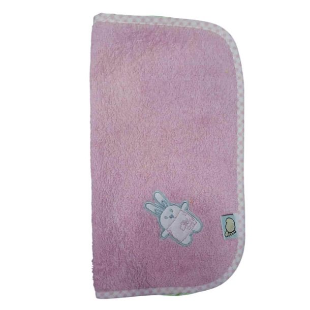 Λαβέτα πετσετέ FIGLIO BINO με κέντημα 27x27cm 25-05 Ροζ Κουνελάκι