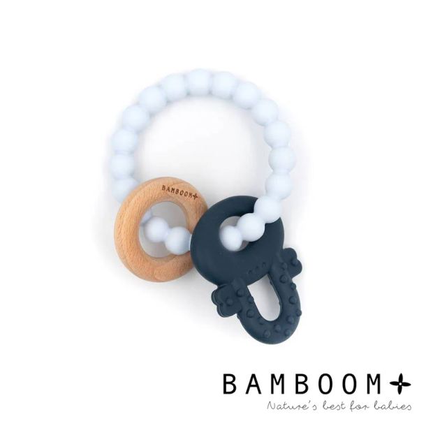 Μασητικός Κρίκος Οδοντοφυίας BAMBOOM Wood N Silicone Azzurro CAA82506-03