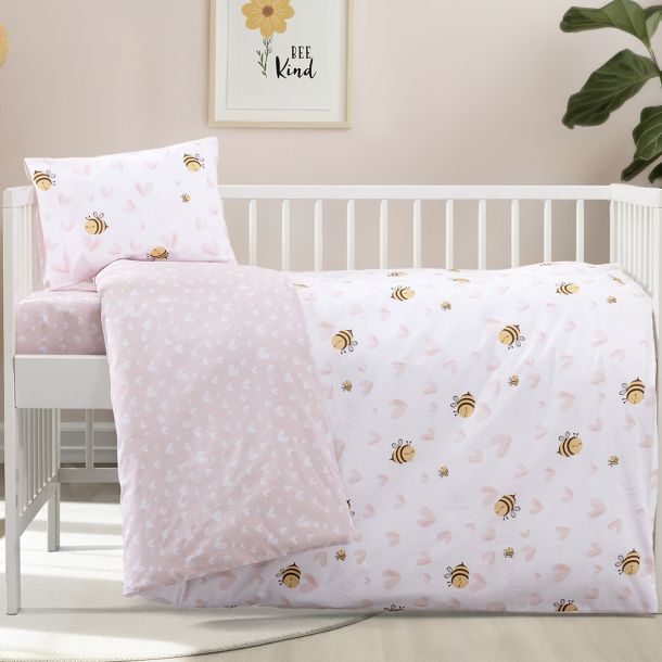 Σετ σεντόνια κούνιας με Λάστιχο 70x130+15 KOCCON Bee Love 34708
