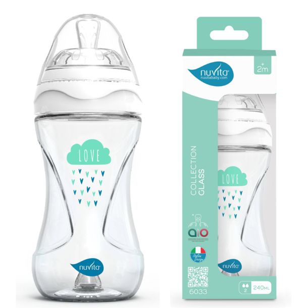 Μπιμπερό Γυάλινο Anticolic NUVITA 6033 White 240 ml 2m+ NU-ALMB1041