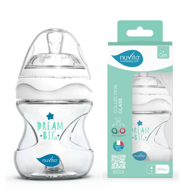 Μπιμπερό Γυάλινο Anticolic NUVITA 6013 White 140 ml 0m+ NU-ALMB1033
