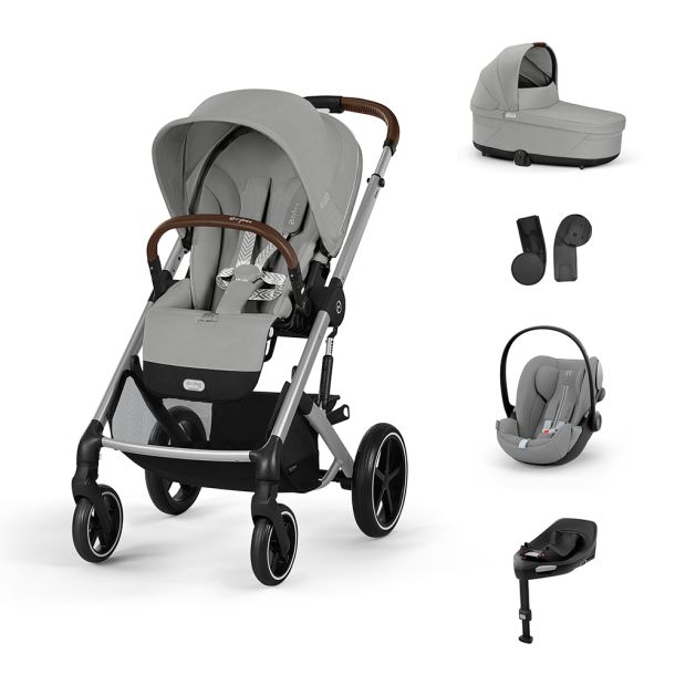 CYBEX Πολυκαρότσι 3in1 Balios S Lux 2024-2025 Silver Frame Stone Grey με κάθισμα Cloud G i-size Plus Stone Grey με Βάση Isofix Base G