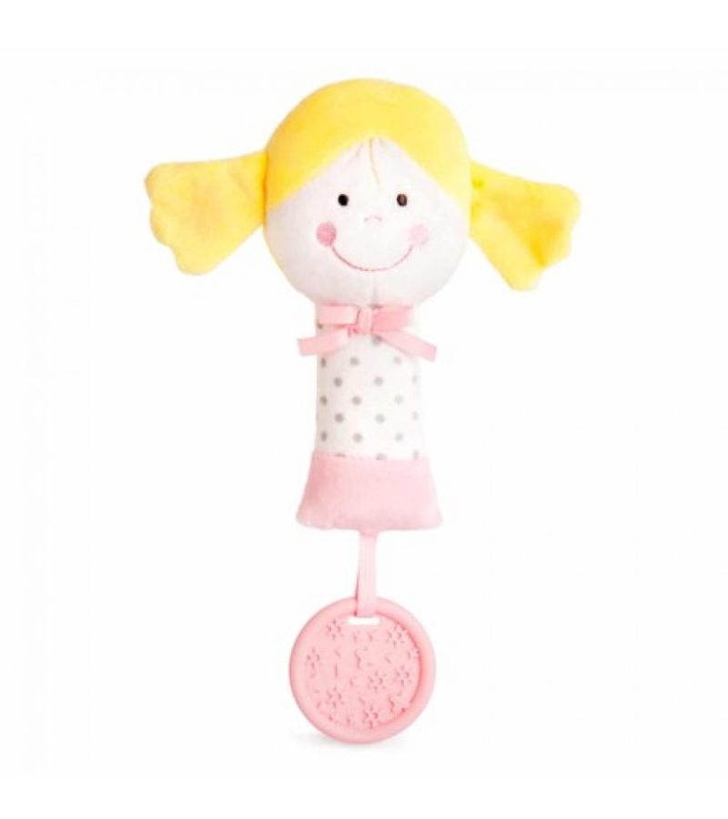 Κουδουνίστρα με μασητικό AMEK TOYS Ginger and Libbie Yellow 17εκ. 098630-1