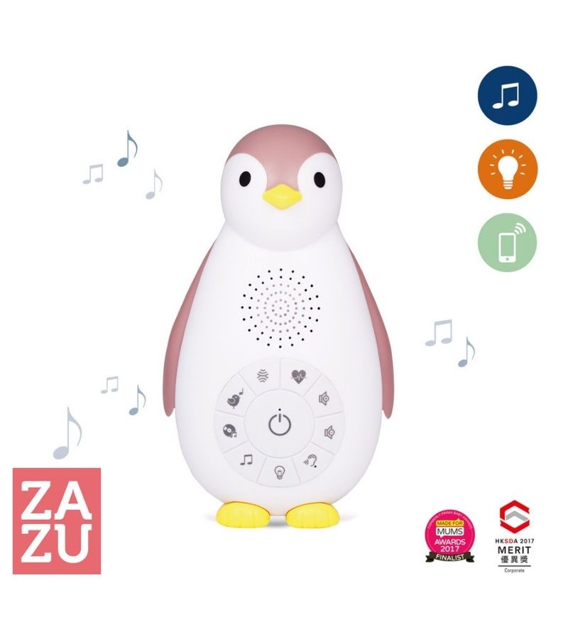 ZOE Πιγκουίνος, Ηχείο Ασύρματο, Φως, χτύπο καρδιάς, λευκοί ήχοι ZAZU pink