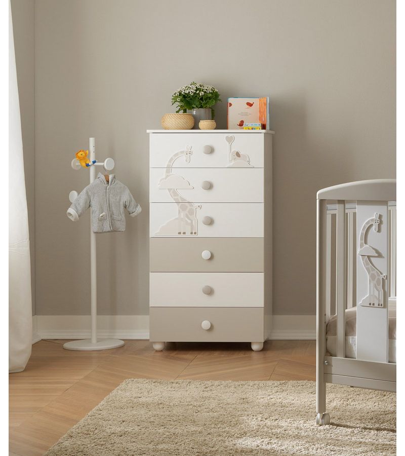 Συρταριέρα Settimino PALI Savana, χρώμα bianco/tortora