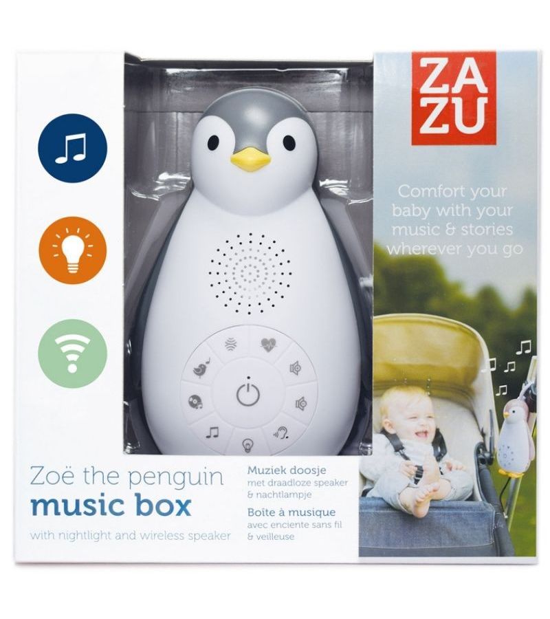 ZOE Πιγκουίνος, Ηχείο Bluetooth, φως, χτύπο καρδιάς, λευκοί ήχοι ZAZU grey