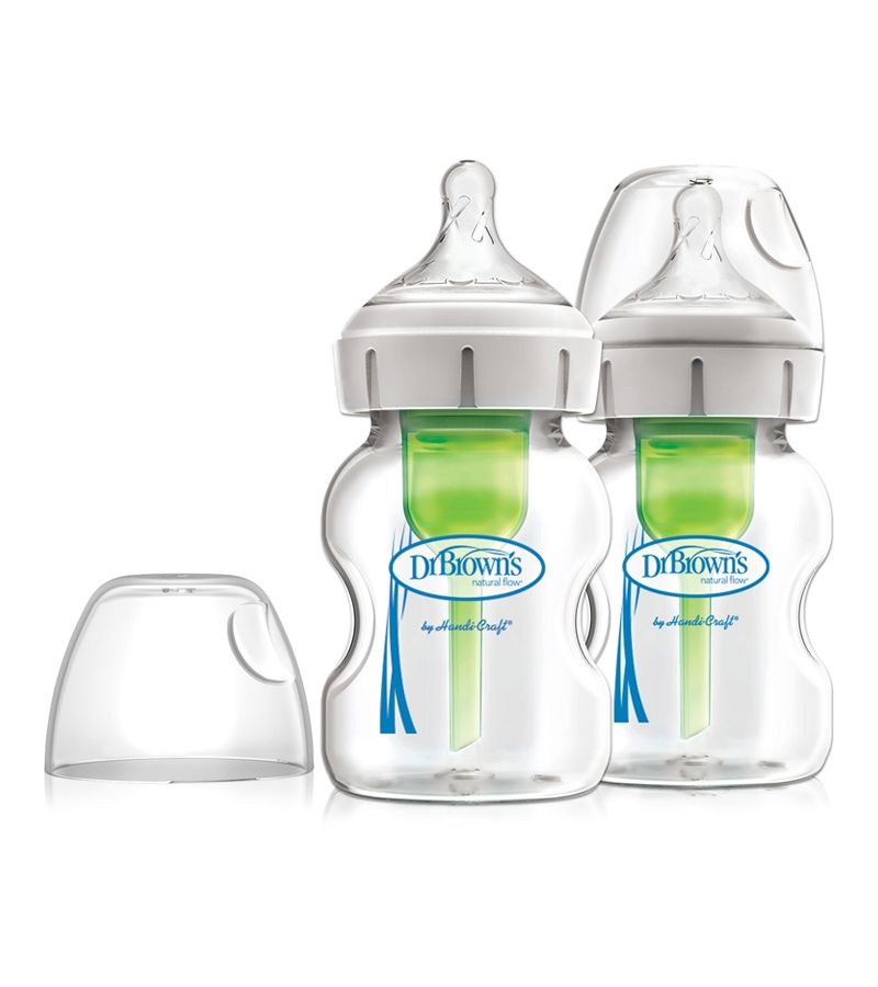 Μπιμπερό γυάλινο με φαρδύ λαιμό DR BROWN\'S Natural Flow Options 150ml 2 τεμ WB52700