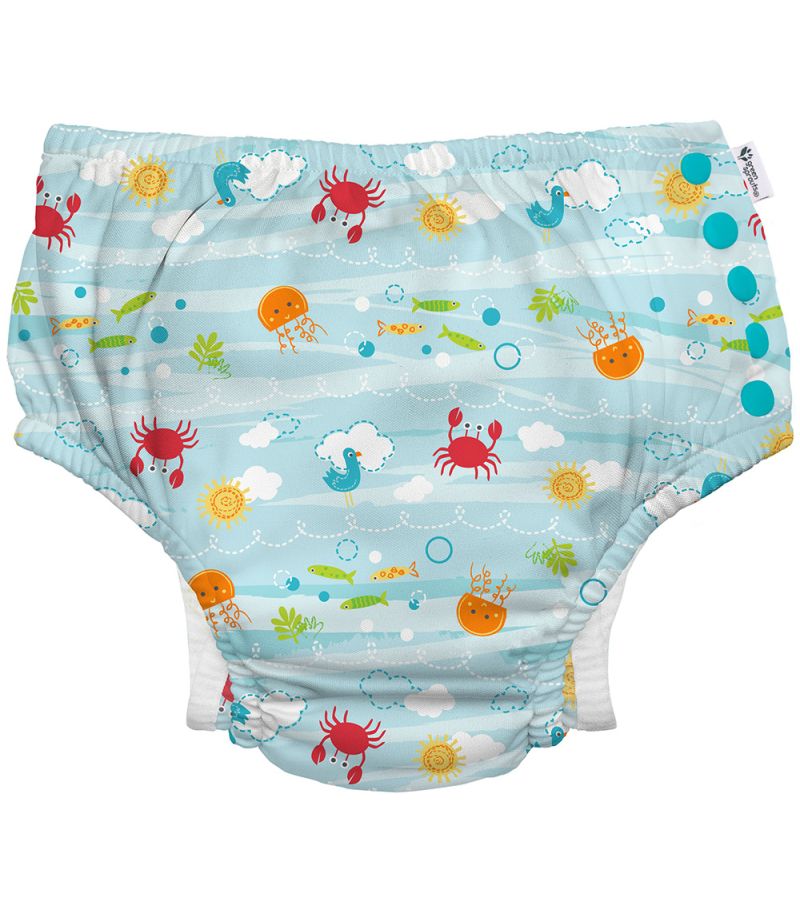 Μαγιό - πάνα GREEN SPROUTS Eco Snap Swim Diaper Light Aqua Sea Friends GS-701058-616